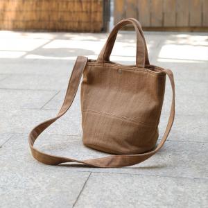 Solid Color Flax Handbag Womens Beach Shoulder Bucket Bag