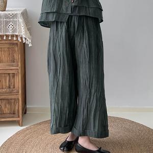 Minimalist Linen Straight Leg Pants Flax Office Ankle Pants