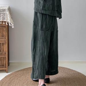 Minimalist Linen Straight Leg Pants Flax Office Ankle Pants