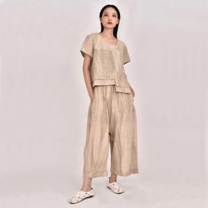 Minimalist Linen Straight Leg Pants Flax Office Ankle Pants