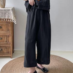 Minimalist Linen Straight Leg Pants Flax Office Ankle Pants