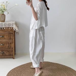 Front Side Zip Designer Blouse with Linen Loose Pants