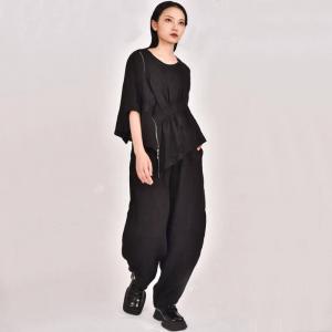 Front Side Zip Designer Blouse with Linen Loose Pants