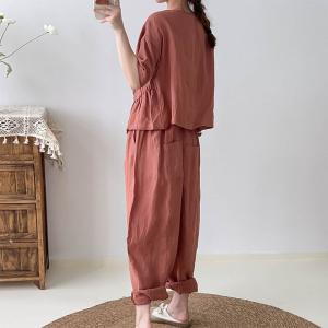 Front Side Zip Designer Blouse with Linen Loose Pants