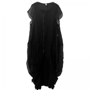 Short Sleeves Silky Sheer Cocoon Dress with Camisole