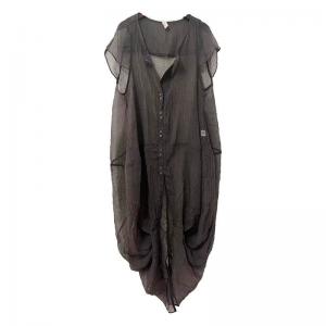 Short Sleeves Silky Sheer Cocoon Dress with Camisole