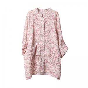 Floral Oversized Shacket Ramie Printed Boyfriend Shirt