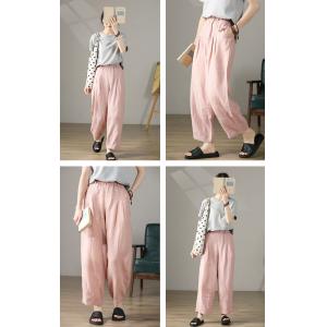 Cozy Breathable Linen Trousers Straight Legs Loose Pants