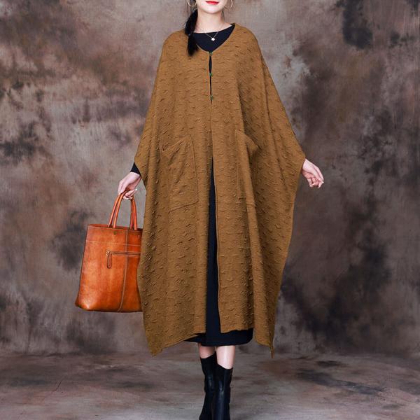 Front Pocket Pleated Poncho Plus Size Ginger Cape