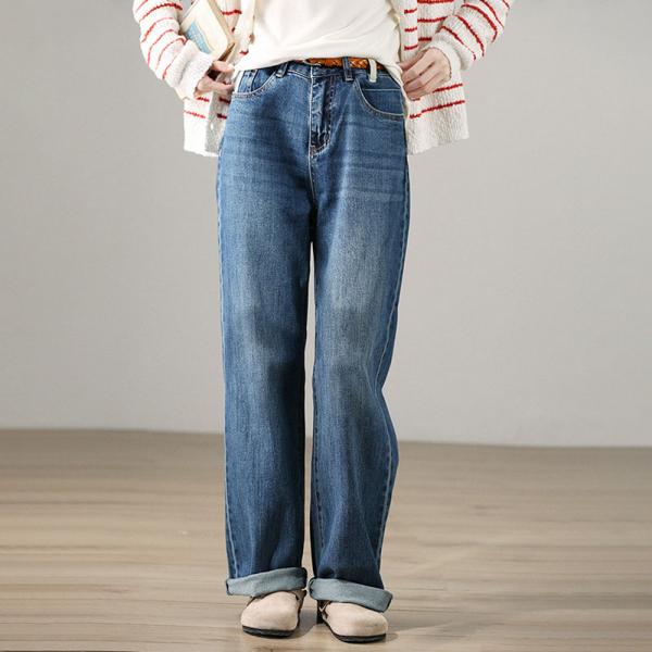 Straight Legs Long High Rise Jeans Soft Classic Mom Jeans