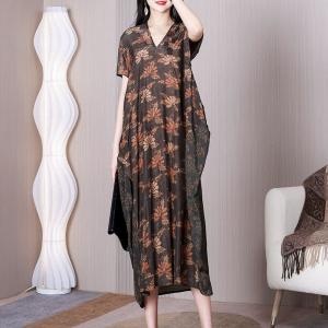 Maple Leaf Flouncing Dress Applique Designer Cocoon Dress