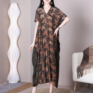 Maple Leaf Flouncing Dress Applique Designer Cocoon Dress