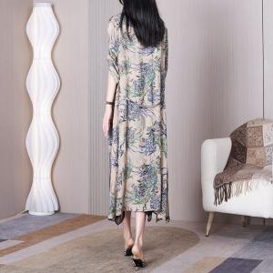 Bamboo Patterned Shirt Dress Silky Senior Cardigan