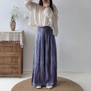 High Rise Floor-Length Pants Linen Palazzo Pants for Women