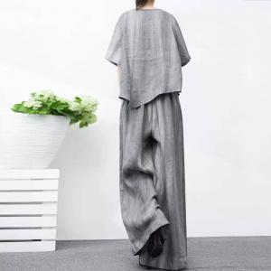 High Rise Floor-Length Pants Linen Palazzo Pants for Women