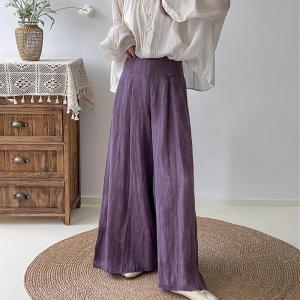 High Rise Floor-Length Pants Linen Palazzo Pants for Women