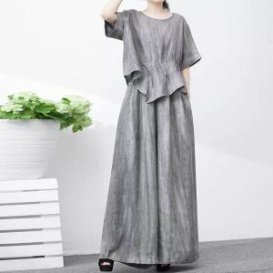 High Rise Floor-Length Pants Linen Palazzo Pants for Women