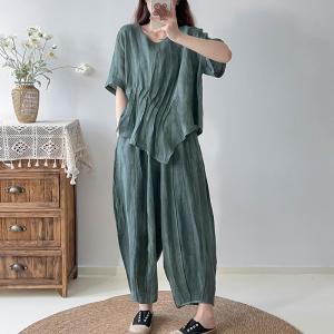 Solid Color Linen Carrot Pants Boho Chic Flax Outfits