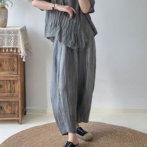 Solid Color Linen Carrot Pants Boho Chic Flax Outfits