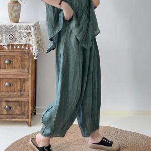 Solid Color Linen Carrot Pants Boho Chic Flax Outfits