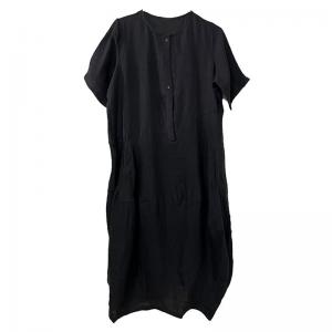 Simple Linen Henley Dress Loose Cocoon Dress