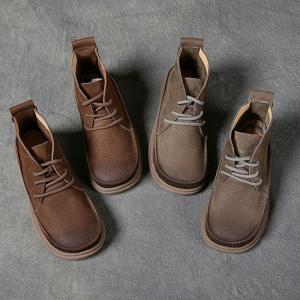 Lace Up Flat Martin Boots Leather 90s Hippie Booties