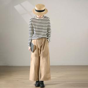 Black Horizontal Striped T-shirt Basic Long Sleeves Tee