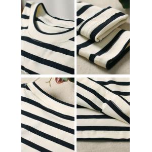 Black Horizontal Striped T-shirt Basic Long Sleeves Tee