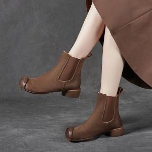 Round Heels Designer Chelsea Boots Elastic Leather Boots