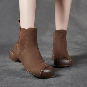 Round Heels Designer Chelsea Boots Elastic Leather Boots
