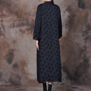 Silky Jacquard Shirt Dress Long Sleeves Elegant Long Cardigan