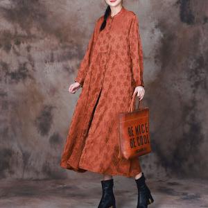 Silky Jacquard Shirt Dress Long Sleeves Elegant Long Cardigan