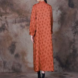 Silky Jacquard Shirt Dress Long Sleeves Elegant Long Cardigan