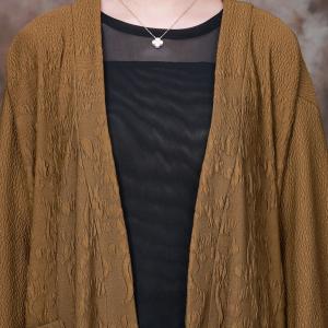 Mid-Calf Plus Size Cardigan Pleated Sweater Outerwear
