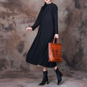 Monochrome Style Loose Fisherman Sweater Dress with Mock Neck