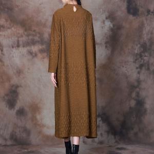 Monochrome Style Loose Fisherman Sweater Dress with Mock Neck