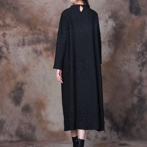 Monochrome Style Loose Fisherman Sweater Dress with Mock Neck