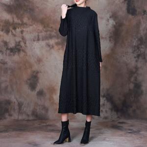 Monochrome Style Loose Fisherman Sweater Dress with Mock Neck