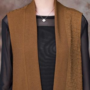 Solid Color Applique Vest Long Beading Waistcoat