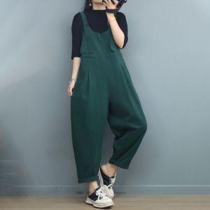 Loose-Fit Cotton Casual Overalls Plain Gardening Overalls