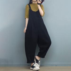 Loose-Fit Cotton Casual Overalls Plain Gardening Overalls