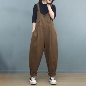 Loose-Fit Cotton Casual Overalls Plain Gardening Overalls
