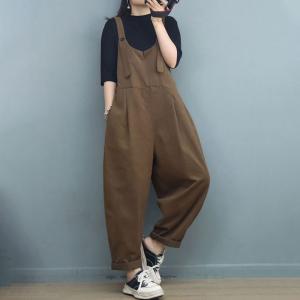 Loose-Fit Cotton Casual Overalls Plain Gardening Overalls