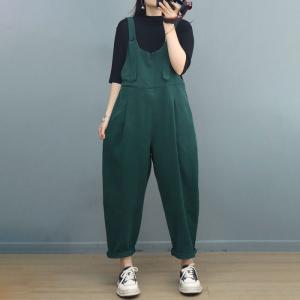 Loose-Fit Cotton Casual Overalls Plain Gardening Overalls