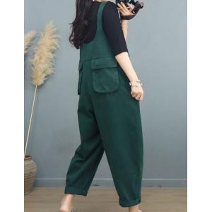 Loose-Fit Cotton Casual Overalls Plain Gardening Overalls