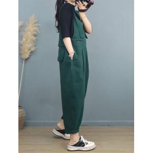 Loose-Fit Cotton Casual Overalls Plain Gardening Overalls