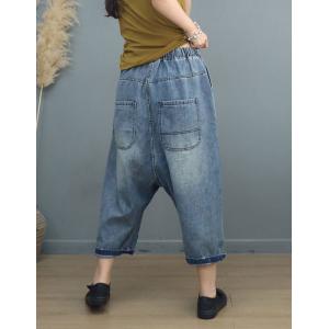 Button Fly Patchwork Cropped Jeans Hippie 90s Jeans