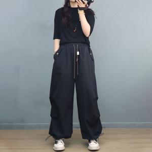 Street Style Baggy Cargo Pants Ladies Cotton Sweat Pants