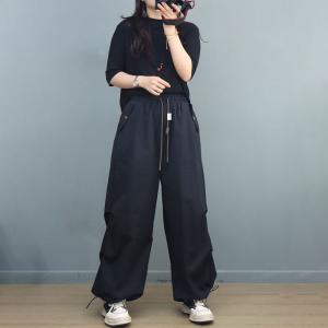 Street Style Baggy Cargo Pants Ladies Cotton Sweat Pants