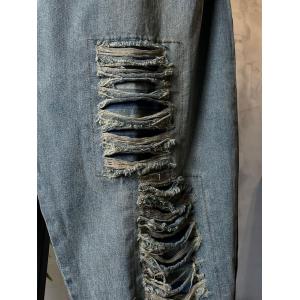 Flap Hip Pockets Ripped Jeans Hippie Tapered Jeans